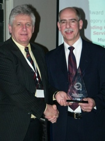 John Churchill receiving the award for Outstanding Contribution to the Service Industry